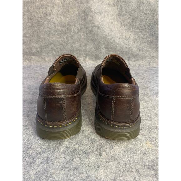 Dr. Martens Orson Brown Leather Slip-On Loafers, Men\'s Size 15, Yellow Stitching main image 4